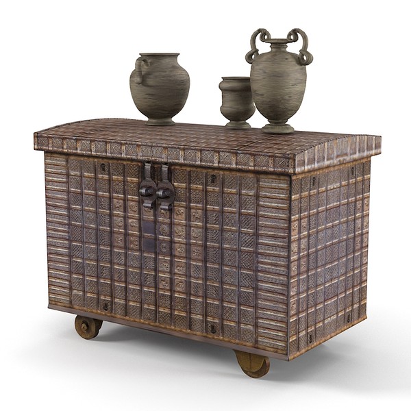 3d oriental asian trunk model - Oriental asian trunk antique old traditional accent by shop3ds